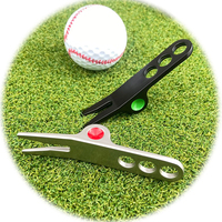 Outil de réparation de divots de golf JIUCHUANG en métal plaqué, technique, personnalisable, vert métallique, avec marqueurs de balle de golf