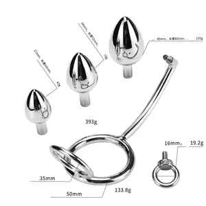 Sex Toys Metal Anal Hook Anal Plug Ring Penis Sleeve Anal Hook Combination Double Loop Plug Combination