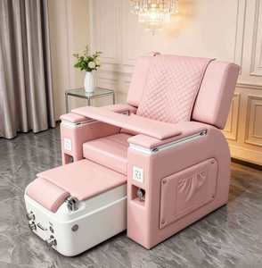 Chaise de manucure inclinable de salon rose à LED en vente chaude, chaise de pédicure de luxe avec massage - Product Image 1