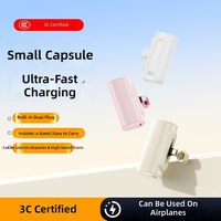 Batterie externe pliable double tête pour extérieur, 5000 mAh, mini portable avec support intégré, lithium haute capacité