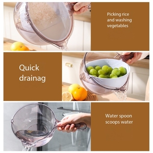 Multifunctional Fruit & Vegetable Draining Bowl Drain Basket for Kitchen Washing Rice Basket Plastic Draining Wash Fruit Basin - Product Image 5