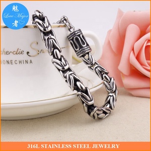 Classico antico <span class=keywords><strong>Inox</strong></span> <span class=keywords><strong>Design</strong></span> bizantino catena pesante in acciaio <span class=keywords><strong>Inox</strong></span> gioielli bracciale per gli uomini e le donne - Product Image 4