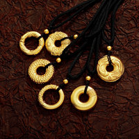 Nouvelle année, double poisson, préservation de la couleur, méthode ancienne, or de sable, bague simple, pendentif de paix, cuivre plaqué or, bricolage