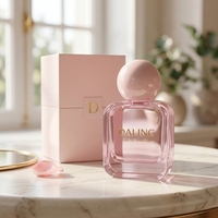 Vente en gros usine – Flacon de parfum en verre vide de luxe personnalisé avec pulvérisateur à pompe rose, 30 ml, 50 ml, 100 ml, avec bouchon supérieur en bois