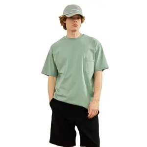 Cotton Quá Khổ T-Shirt Ngắn Tay Áo Túi Thiết Kế Hợp Thời Trang Mens Quần Áo Mùa Hè Bộ Sưu Tập 2023 Bạc Hà