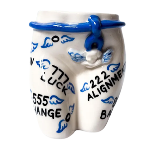 Taza de cerámica hecha a mano con número de Ángel y pintada a mano, taza de café con forma de cuerpo estético, taza ancha creativa, regalo para ella/él - Product Image 4