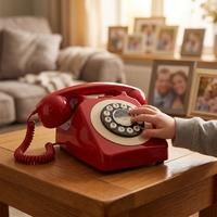 Téléphone SIP vintage de fabricant avec messagerie vocale pour enfants, doté d'un clavier numérique pour la définition du numéro familial et de la liste blanche
