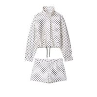 Ensemble deux pièces décontracté à pois pour femme 2026 : chemise courte à manches longues et short taille haute pour le quotidien