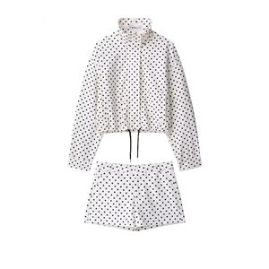 <span class=keywords><strong>Completo</strong></span> da <span class=keywords><strong>donna</strong></span> a pois due pezzi 2026: <span class=keywords><strong>camicia</strong></span> corta a maniche lunghe <span class=keywords><strong>e</strong></span> <span class=keywords><strong>pantaloncini</strong></span> a vita alta, set casual coordinato per tutti i giorni - Product Image 2