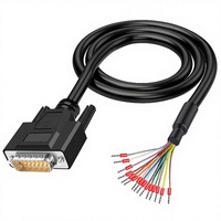 Cable DVI de 3 m (10 pies) 26AWG, Adaptador RS232 de 15 Pines, Cable de Extensión Serial, Conector de Placa de Distribución con Cable Desnudo, Clasificación IP67, Electrónica para Computadoras