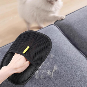 Gant anti-poils pour animaux de compagnie, noir, M17x21cm, dissolvant de peluches pour le nettoyage du pelage de chat et de chien, outil de toilettage portable pour animaux - Product Image 1