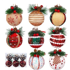 Bolas de Navidad de Espuma Envueltas en Tela a Cuadros Negros, Blancos y Rojos, de 6 cm y 8 cm, Adornos Colgantes para Árbol de Navidad - Product Image 1