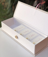Ensemble de boîtes cadeaux de luxe pour vêtements de nouveau-né en lin, souvenir de la fête prénatale, boîtes en papier avec broderie pour cadeaux de naissance