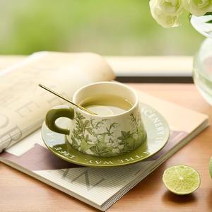 Pittura a olio retrò Hepburn pittura a olio Vintage verde valle orchidea ceramica tazza da caffè piattino squisito pomeriggio tazza da tè set - Product Image 1