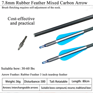 Flèches en carbone mixtes ID 6,2 mm, spine en plastique 500, pour arcs à poulies, arcs classiques et arbalètes, accessoire de <span class=keywords><strong>chasse</strong></span> et de tir pour femme, pointe en acier - Product Image 5