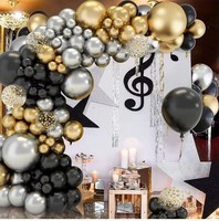 Kit de guirlande de ballons dorés et noirs, arche argentée métallisée dorée et noire, confettis pour décorations de fête d'anniversaire pour hommes