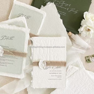 Carte de vœux en papier fait main à bords festonnés avec impression à la vanille, logo personnalisé, carte d'invitation en typographie pour les événements, Chine - Product Image 4