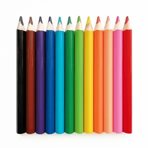 Segitiga bentuk lemak ukuran jumbo 12 buah pensil warna set hadiah pensil untuk anak-anak di kotak pvc