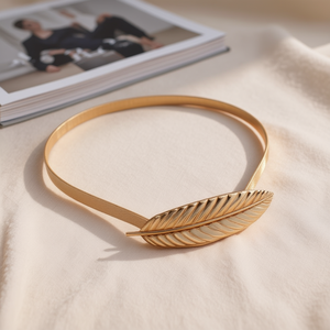 Ceinture élastique en métal en forme de feuille pour femme CITURONES, largeur 1 cm, ajustement slim, accessoire de mode - Product Image 3