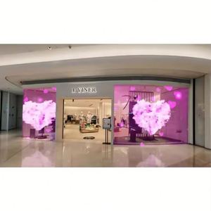 Panneau publicitaire ultra-mince transparent P10 Flexible LED Display pour la fonction graphique d'animation de verre de fenêtre de centre commercial - Product Image 3