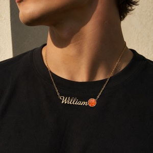 Collier personnalisé avec nom gravé, breloque ballon de sport, cadeau pour les fans de basketball, tennis, volleyball, pour hommes et garçons - Product Image 2