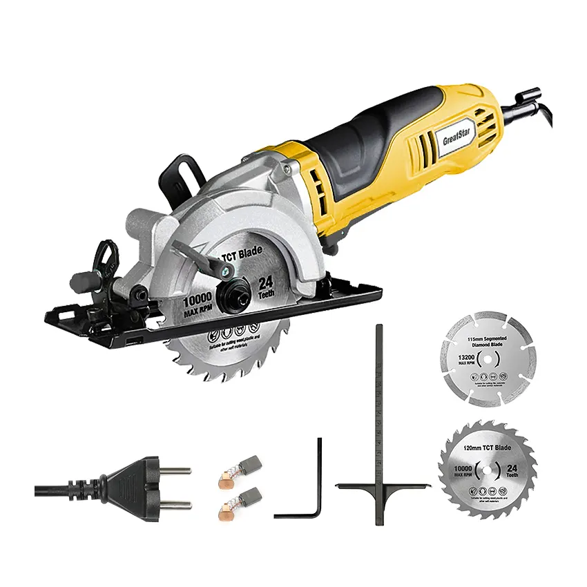 Serra elétrica multifunção 750w, mini serra circular elétrica para corte portátil de madeira/telhas/plástico/pvc e metais macios