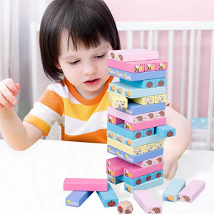 Juego de bloques de construcción de torre de madera Jumbo de colores OEM al por mayor juego de dominó juego de torre de juguete clásico de madera - Product Image 6