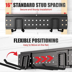 JH-Mech 차고 도구 주최자 벽 마운트 64 인치 최대 520 파운드 블랙 탄소 강철 차고 도구 후크 - Product Image 3