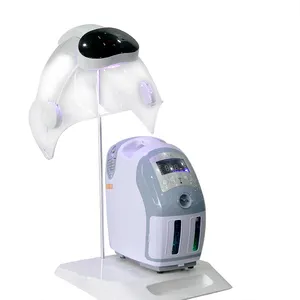 Kubah oksigen dengan Led fototerapi masker wajah, perangkat pengangkat Led terapi foton kulit oksigen mesin wajah