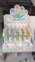 Stylo Gel Clic 0,5 mm à Encre Noire, Motif Fleur de Tulipe, en Plastique, Vente Chaude en Usine, Lot de Stylos Promotionnels en Gros