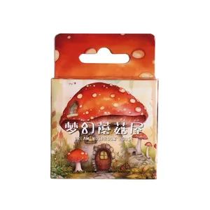 Retro Dream Mushroom House Box Sticker Creative Plant Mushroom Handbook DIY Decorative Adhesive Stickers 46 pieces