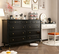 Armoire de rangement vintage en bois massif à cinq tiroirs, style français, design simple et moderne, pour chambre, entrée, salon, multi-usages