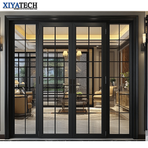 Xiyatech 현대적인 디자인 이중 입구 문 하이 퀄리티 보안 강철 금속 유리 외부 프랑스 철 문 - Product Image 3
