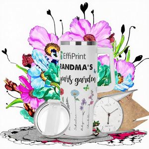 EffiPrint <b>Hot</b> Selling 40 oz Tumbler with White Hollow Handle Semi Transparent Cup Lid Modern Design UV Print on Demand <b>Drinking</b> - Product Image 4
