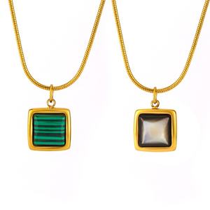 Collar Cuadrado de Acero Inoxidable con Baño de Oro de 18k, Joyería Impermeable para Mujer, Suministro Directo de Fábrica - Product Image 1