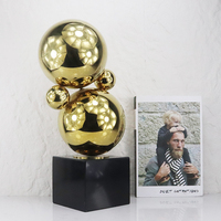 Sculpture de boules en marbre doré et noir poli miroir Tuohuangniu, sphères empilées abstraites, ornement de bureau moderne de luxe