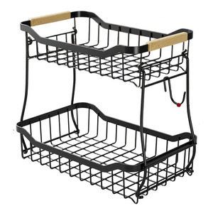 Cesta de frutas de varios niveles, tamaño grande, estante de almacenamiento portátil de alambre para uso en encimeras de cocina y sala de estar - Product Image 1