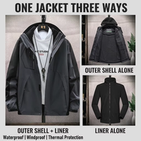 Veste technique Gorpcore 3-en-1 personnalisée pour homme, 1000g, coque imperméable 3000mm, marque privée, OEM complet pour marques d'hiver