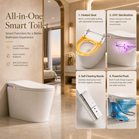 WC intelligent monobloc en céramique carrée avec bidet intégré, chasse d'eau automatique et télécommande, pour hôtels, maisons et projets – Vente en gros usine