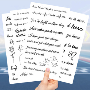 10CS/bolsa de tatuaje inglés en blanco y negro, venta al por mayor, transferencia de agua, tatuaje de larga duración, tatuaje semipermanente - Product Image 4