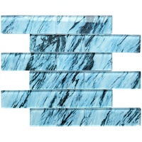 Mosaïque de verre effet marbre bleu, couleurs mélangées, décoration moderne pour piscine et spa