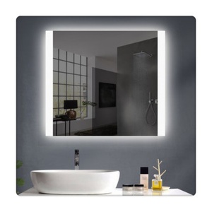 Miroir mural de salle de bain étanche à LED intelligent, idéal pour hôtels, avec cadre en surface solide, miroir décoratif - Grande Vente - Product Image 1