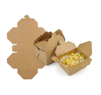 Boîte alimentaire pliable en papier kraft avec rabats de fermeture, conteneur jetable pour repas, idéal pour le riz, la restauration et les traiteurs