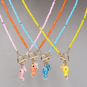 Novedad, Collar de Verano en Oferta, Collar de Playa con Colgante de Pez y Perla, Cuentas de Semillas, para Mujer - Product Image 1