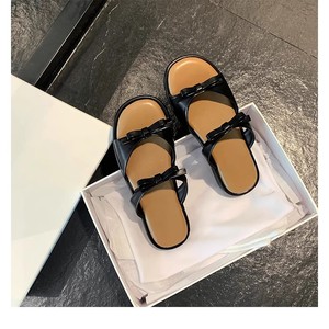 2024 femmes été sandales en <span class=keywords><strong>cuir</strong></span> véritable sandales à fond plat plage romaine tongs - Product Image 3