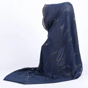 New Elegant Modest Women Bubble Chiffon Solid Oversize Muslim Head Scarf Ladies Shawl and Wrap Female Foulard Hijab Stoles