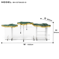 Table basse combinée minimaliste en acrylique italien, textures laiton, pour salon, design Alien haut de gamme