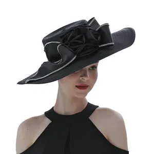 Perfect Most Popular Satin Cloth Church Hat Deluxe Unique Photography Wedding Hat Fancy Formal Flower Fascinator Top Hat Female