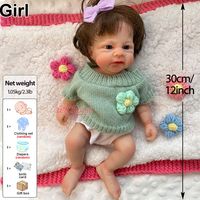 Poupée Reborn réaliste de 12 pouces en silicone platine avec cheveux lavables, bébé nouveau-né anatomiquement correct, fille, pour combattre l'isolement