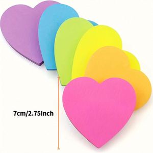 6pcs Self-Adhesive Colorful Star Heart Shaped <b>Sticky</b> <b>Notes</b> Must-Have Office & Study Supplies for Back to School - Product Image 1